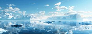 The landscape of the Arctic ocean with melting glaciers and pieces of ice. Generated with AI. | Image Credit: © Pihta - stock.adobe.com