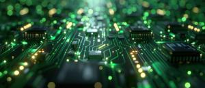 Green Circuit Board with Glowing Lights. Generated with AI. | Image Credit: © Starkreal - stock.adobe.com.