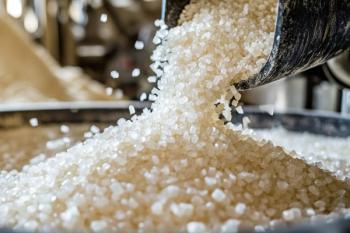 Granulated sugar is poured from a metal scoop, filling the frame. Use this for baking, sweetener, or food industry themed concepts. Generated with AI. | Image Credit: © Abba - stock.adobe.com