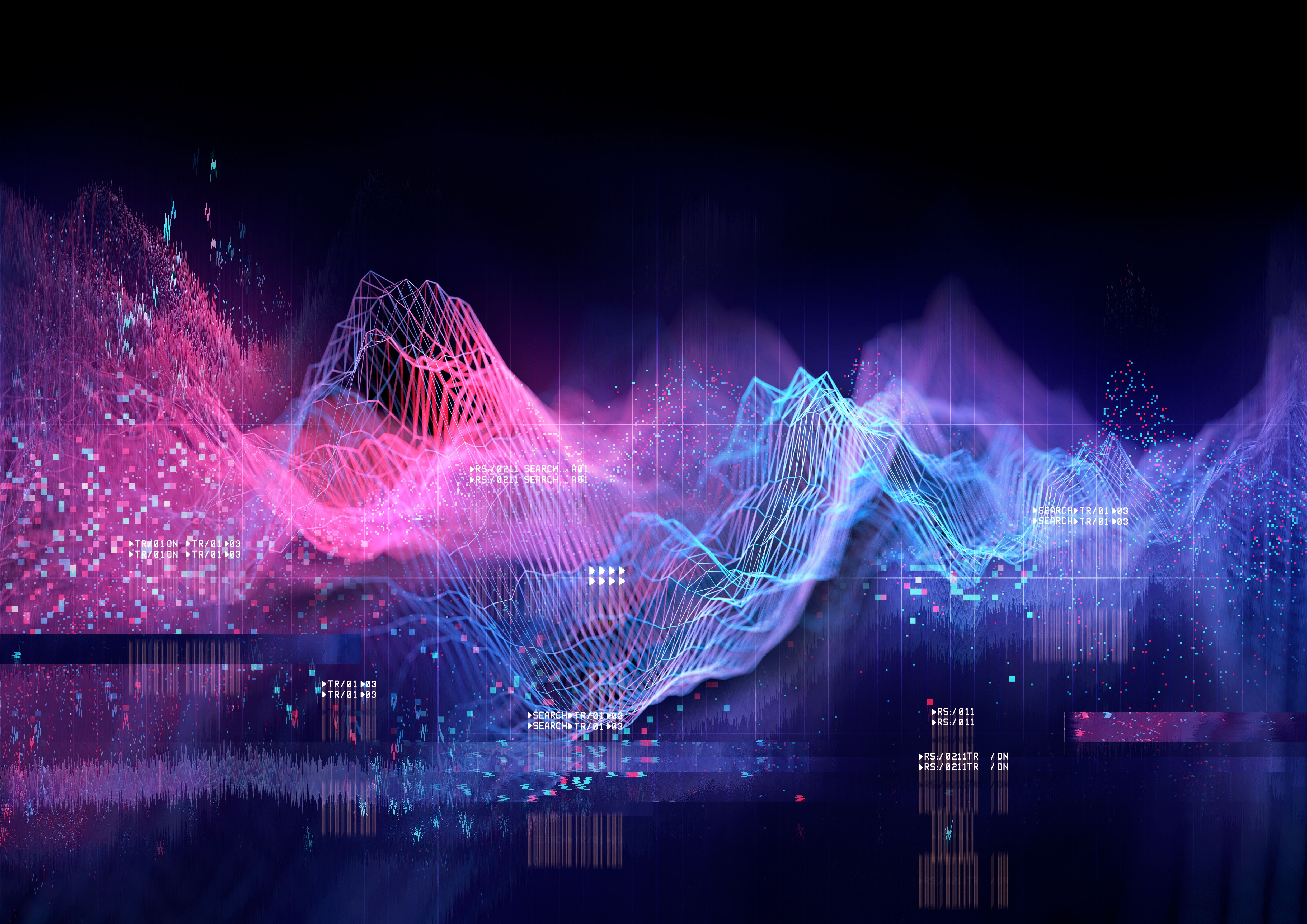 data visualized against a bluish-pink background