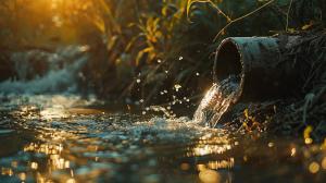 Sewage pipe discharging dirty water into the clean water of a river, water pollution by industry concept image. Generated by AI. | Image Credit: © Keitma - stock.adobe.com.