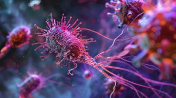 A microscopic image of a bacteriophage virus attacking a bacterial cell, with long tendrils wrapping around the host | Image Credit: © EC Tech - stock.adobe.com