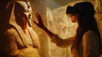 Woman Exploring Ancient Egypt with Virtual Reality. Generated with AI. | Image Credit: © Mangata Imagine - stock.adobe.com