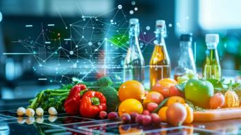 Illustrating a nutrition analysis app scanning factory foods against a food safety tech backdrop, highlighting tech in food safety and nutrition content. Generated with AI. | Image Credit: © Siti - stock.adobe.com