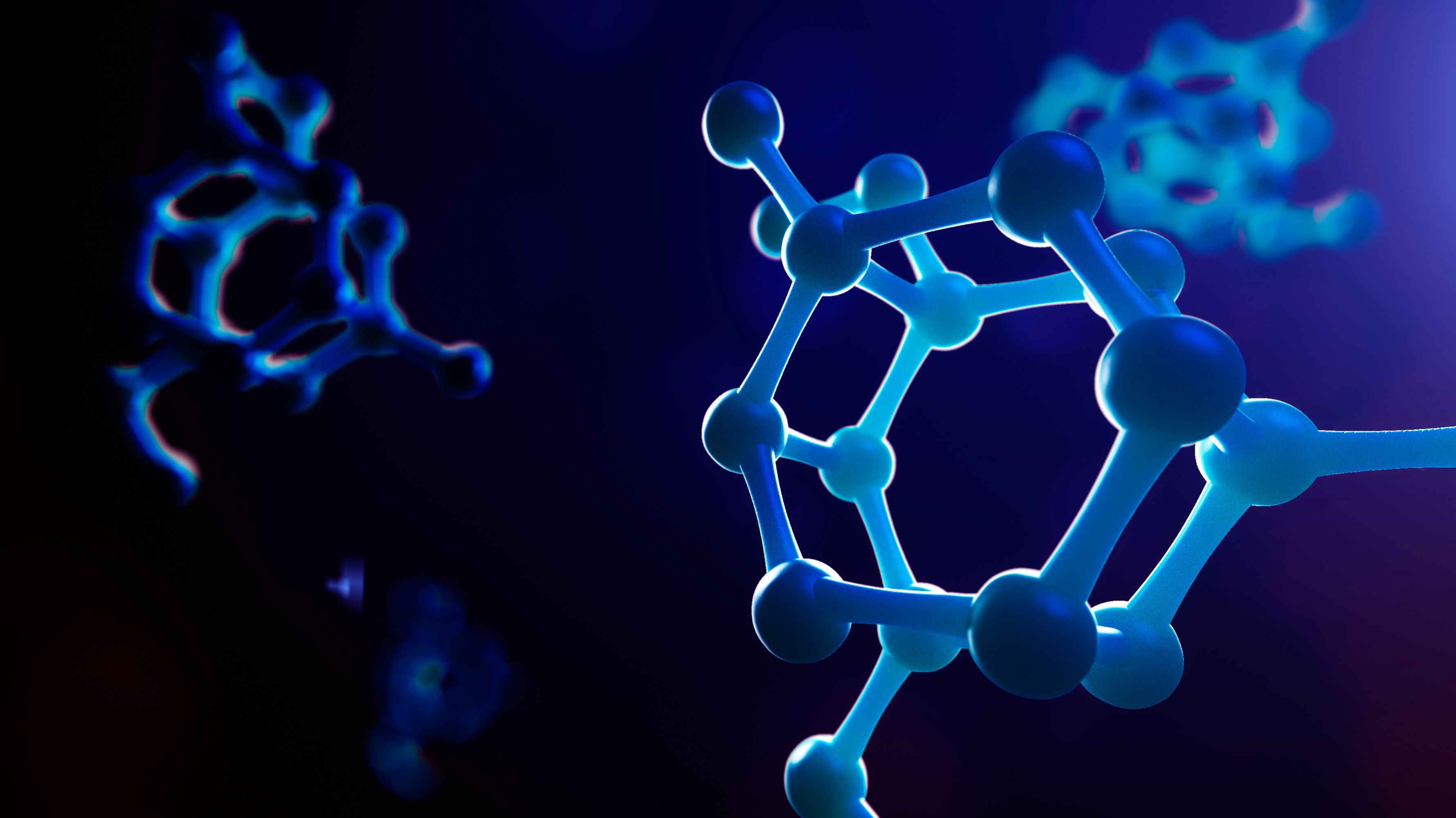 polymer in dark blue background