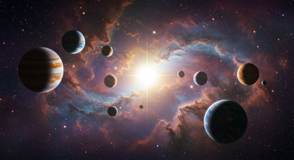 Imagining undiscovered exoplanets orbiting a distant nebula star system © Firman Dasmir-chronicles-stock.adobe.com