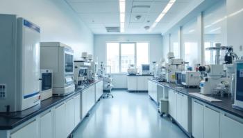 Empty clean lab room with advanced scientific equipment. Interior of workspace for research and development in chemistry, biology, medicine. Modern high tech laboratory with nobody inside at daytime. Generated with AI. | Image Credit: © Vadym - stock.adobe.com