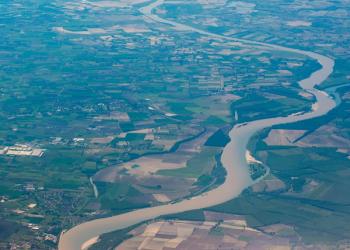Aerial view of the Po River, the longest Italian river. | Image Credit: © Andrea Izzotti - stock.adobe.com