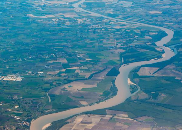 Aerial view of the Po River, the longest Italian river. | Image Credit: © Andrea Izzotti - stock.adobe.com