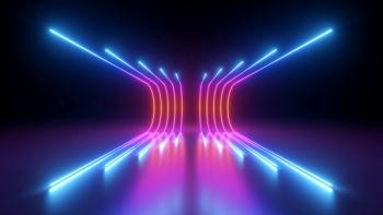 3d rendering, rounded pink blue neon lines, glowing in the dark. Abstract minimalist geometric background. Ultraviolet spectrum. Cyber space. Futuristic wallpaper | Image Credit: © wacomka - stock.adobe.com