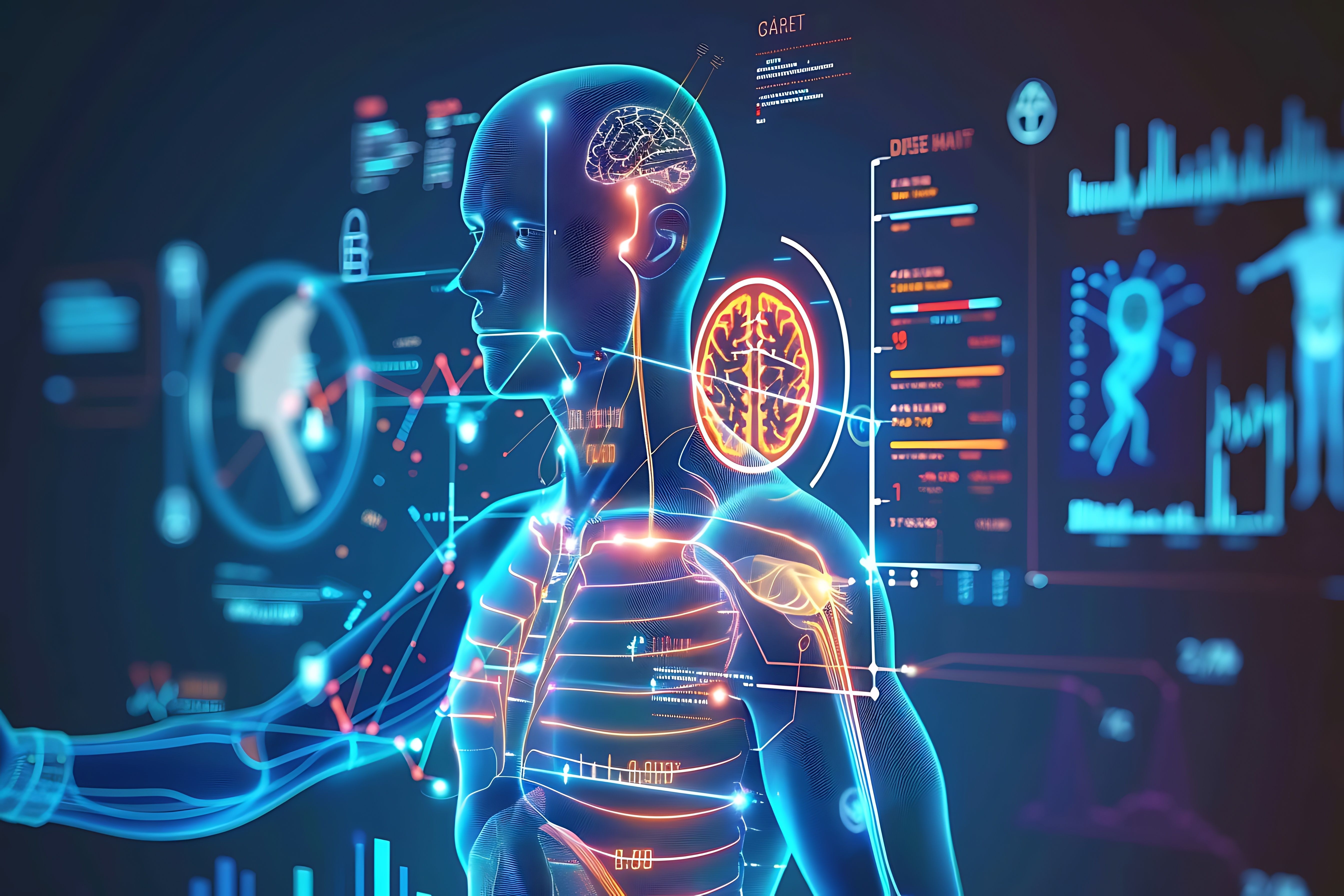 Wearable biosensor monitoring biochemical markers for early disease detection in-depth infographic exploration of wearable sensor technology in future health monitoring | Image Credit: © Premium Graphics - stock.adobe.com