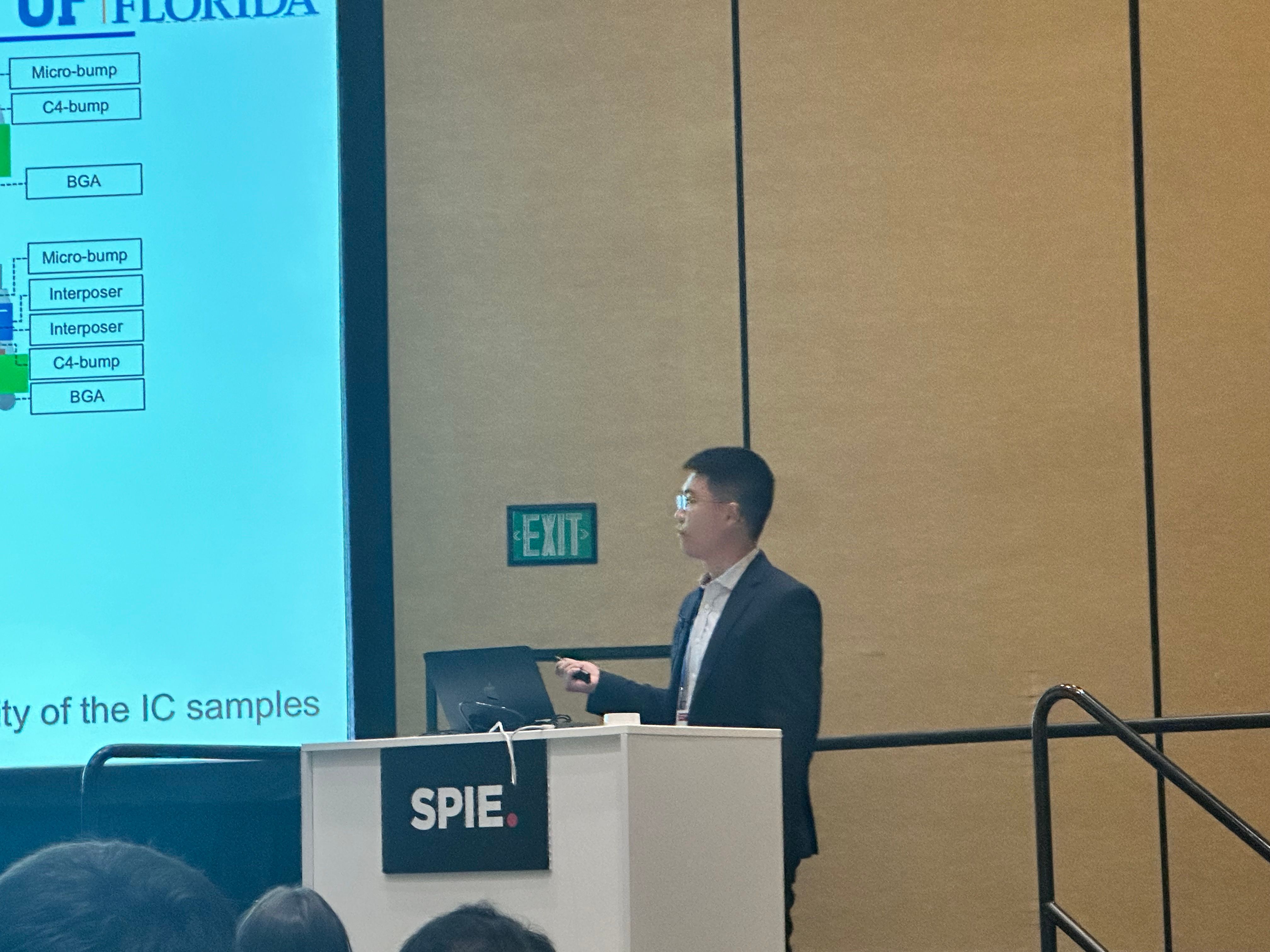 Chengjie Xi talking at SPIE Photonics West 2024.