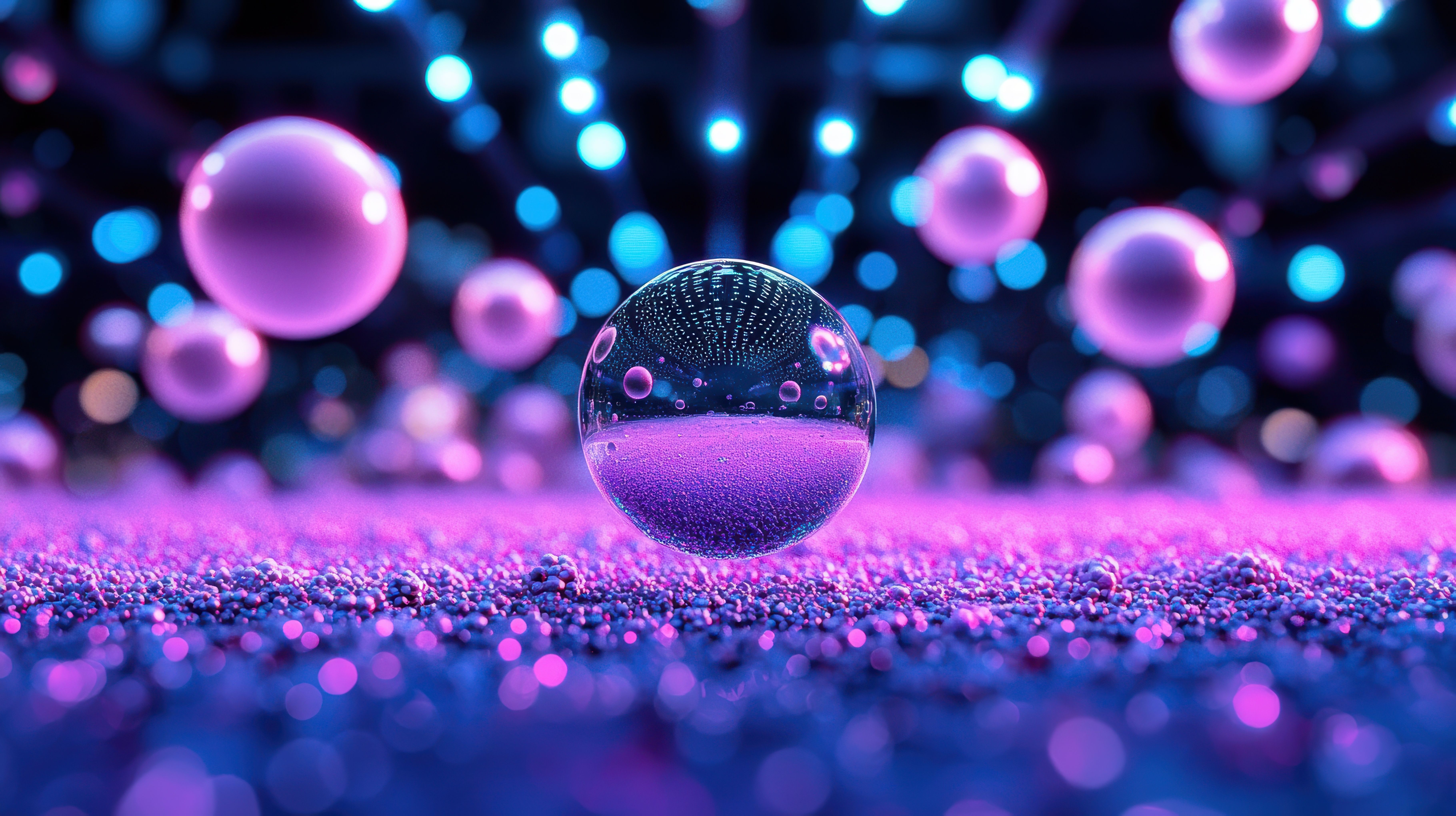 Oil bubbles tinted with fluorescent dyes, glowing brightly under ultraviolet light, creating a surreal and psychedelic visual experience. Generated with AI. | Image Credit: © MAY - stock.adobe.com.