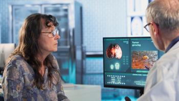 Physician consulting a patient about an MRI scan providing diagnostics insights into tumor growth and potential chemotherapy options in a modern healthcare office. | Image Credit: © DC Studio - stock.adobe.com