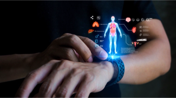 Futuristic health tech. A smartwatch projects a holographic health dashboard. Holographic icon user interface. © woravut -chronicles-stock.adobe.com