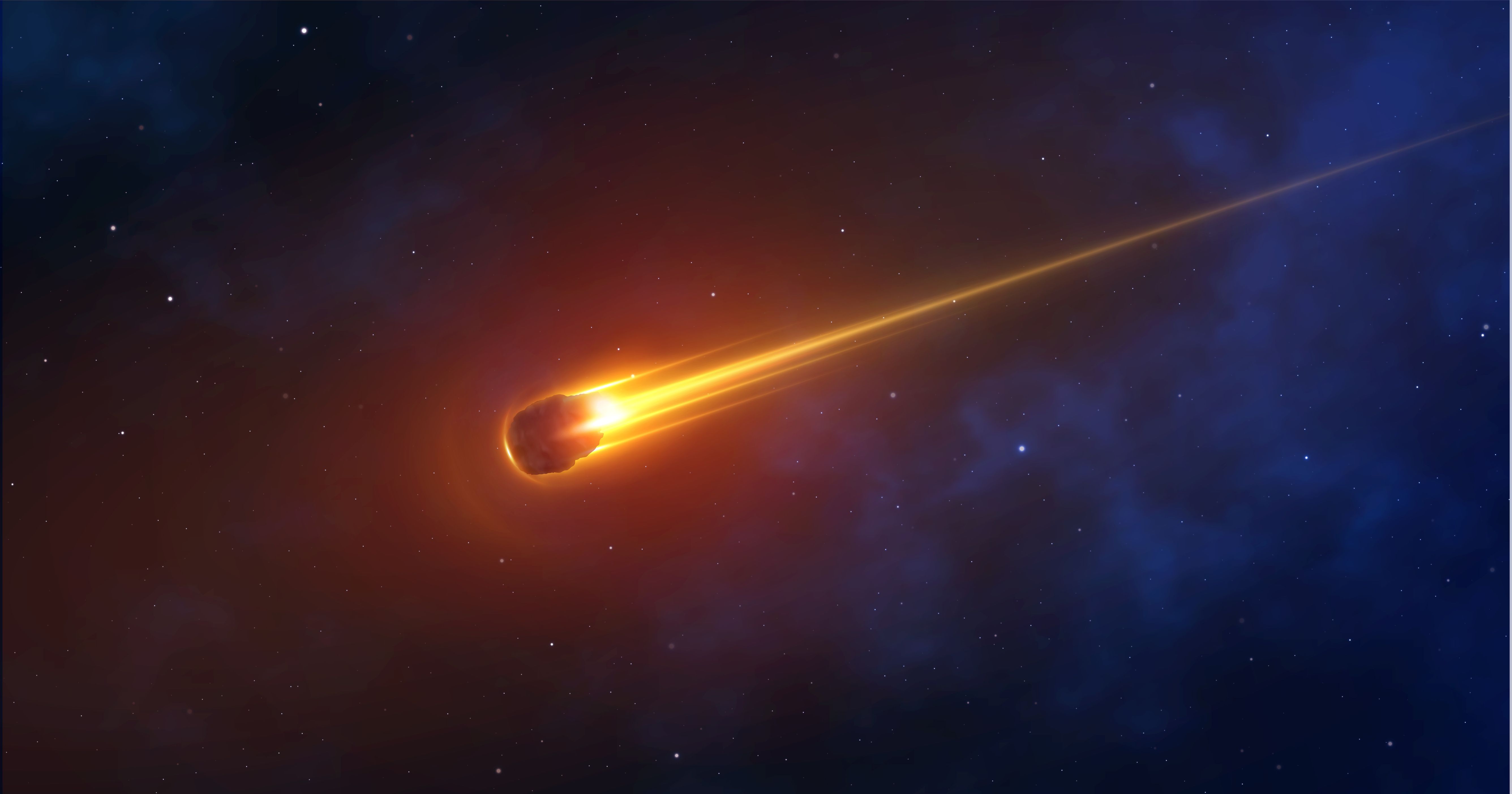 A meteorite in motion burns against the background of outer space. The Tiglit meteorite landed in the Sahara Desert in Morocco, not far from Laayoune. | Image Credit: © lauritta - stock.adobe.com