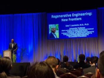 Cato T. Laurencin (standing at podium) delivering his Wallace H. Coulter keynote lecture at Pittcon in Boston, Massachusetts, on March 2nd, 2025. Photo Credit: © LCGC International.