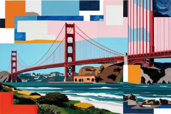 Dynamic Urban Abstract Collage Featuring Golden Gate Bridge and San Francisco Skyline. Generated by AI. | Image Credit: © vitanovski - stock.adobe.com