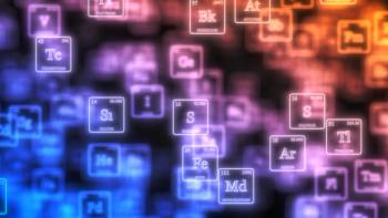 cloud of periodic elements table concept with glowing neon lines. 3d illustration | © kmls - stock.adobe.com