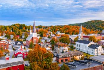 Burlington, Vermont, USA autumn town skyline. | Image Credit: © Designpics - stock.adobe.com.