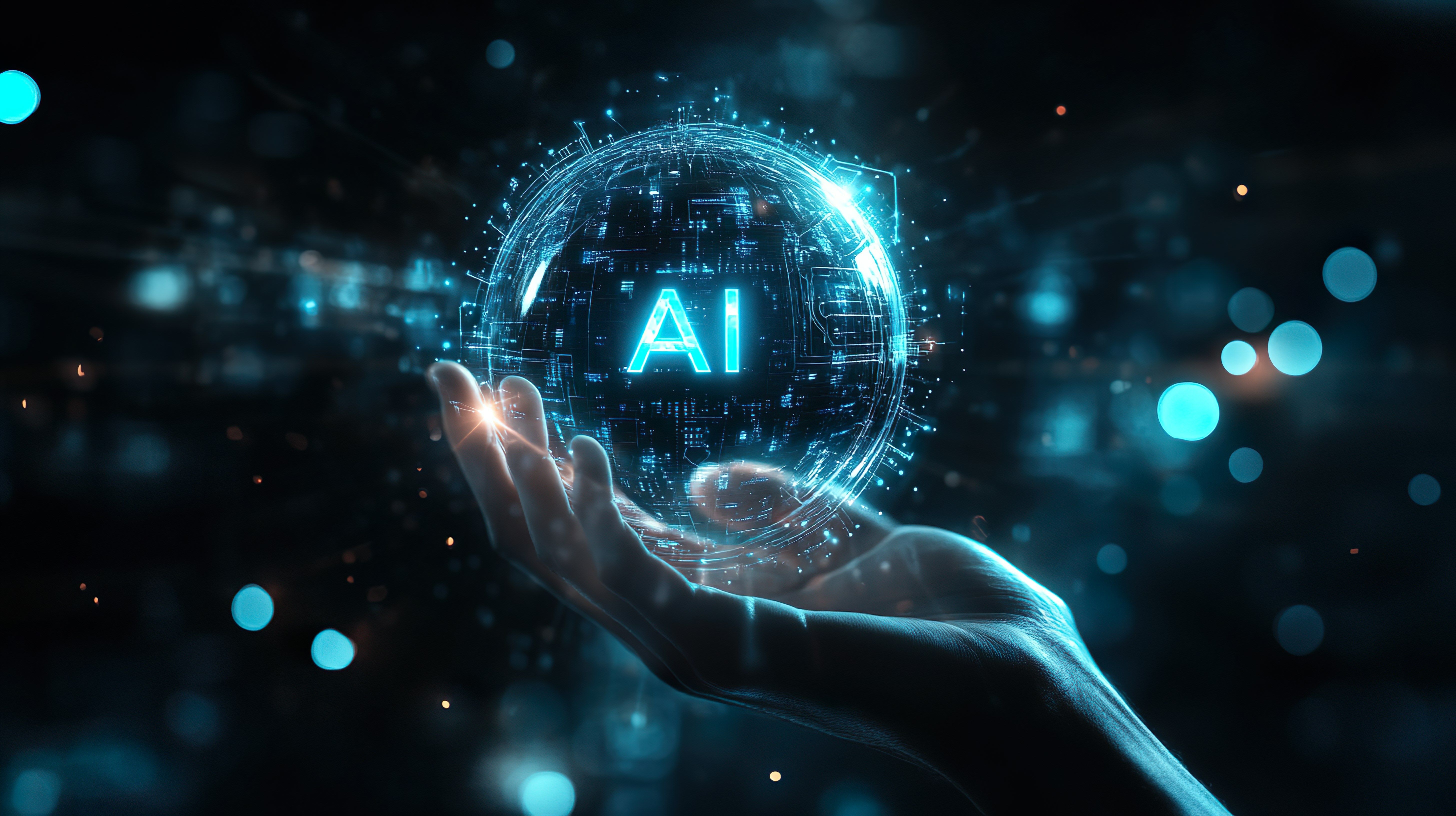 Hand holding a glowing AI sphere symbolizing the power and potential of artificial intelligence. | Image Credit: © lucegrafiar - stock.adobe.com.
