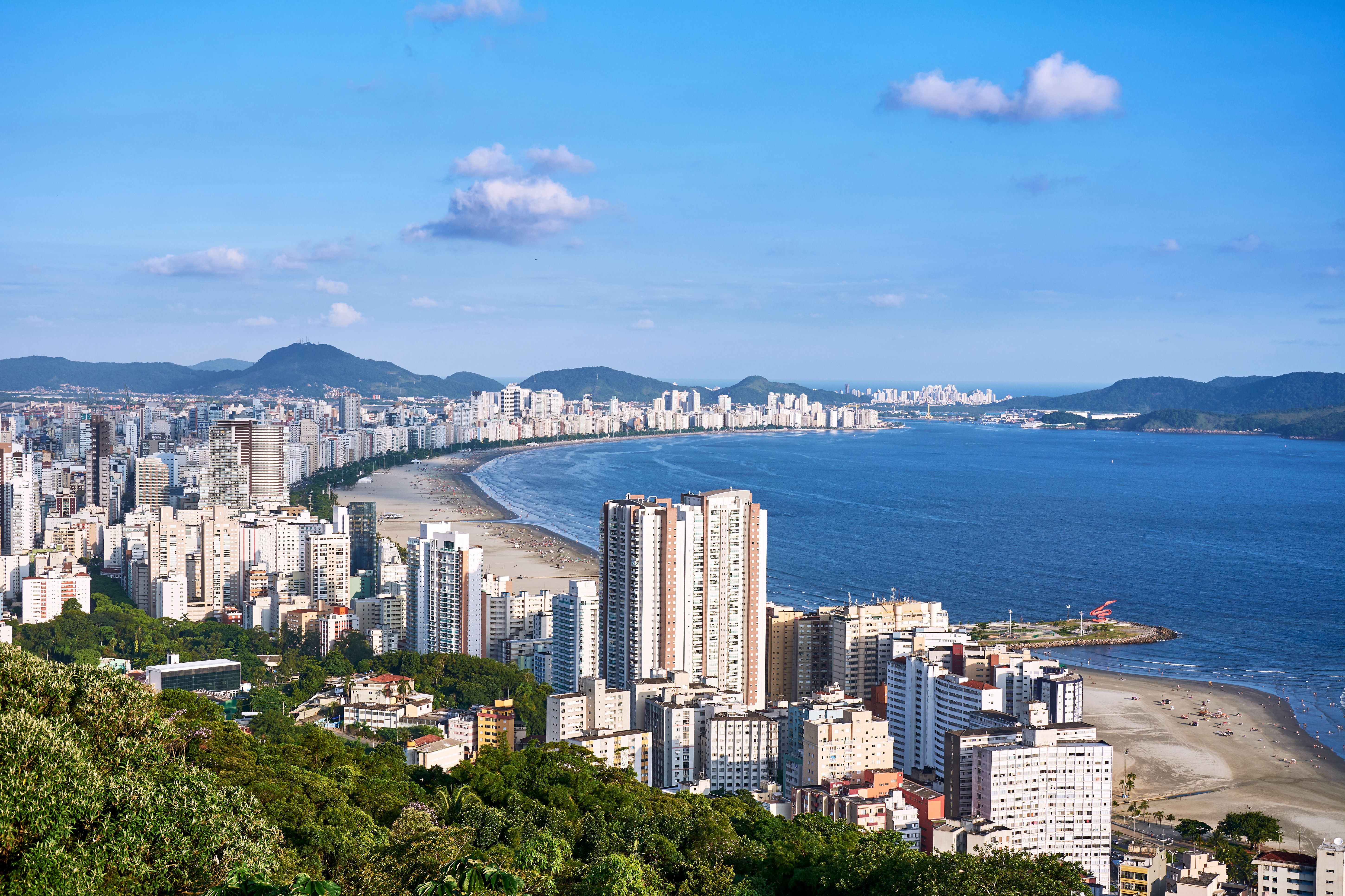 Aerial view of Santos city, county seat of Baixada Santista, on the coast of Sao Paulo state, Brazil. | Image Credit: © Cifotart - stock.adobe.com