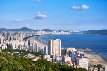 Aerial view of Santos city, county seat of Baixada Santista, on the coast of Sao Paulo state, Brazil. | Image Credit: © Cifotart - stock.adobe.com