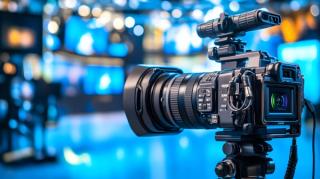 Modern video camera recording tv studio interview blurred background mass media technology concept | Image Credit: © Studios - stock.adobe.com.