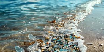 Marine microplastic pollution contaminates large bodies of water entering the food chain. Concept Marine Pollution, Microplastics, Water Contamination, Food Chain Impact. Generated by AI. | Image Credit: © Anastasiia - stock.adobe.com