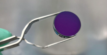 A one-inch-diameter silicon substrate coated with a conventionally deposited interference coating.| Image Credit: © Valentin Wittwer – Institut de Physique, Université de Neuchâtel, Switzerland. 
