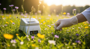 Scientist With Portable Spectrometer in Natural Field Setting © By Tika -chronicles-stock.adobe.com