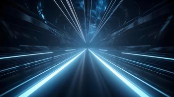 Digital technology blue luminous emission light geometric poster web page PPT background | Image Credit: © Wu - stock.adobe.com