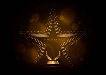 Golden glowing star with laurel wreath, award template on black background. | Image Credit: © Gutovang - stock.adobe.com. 