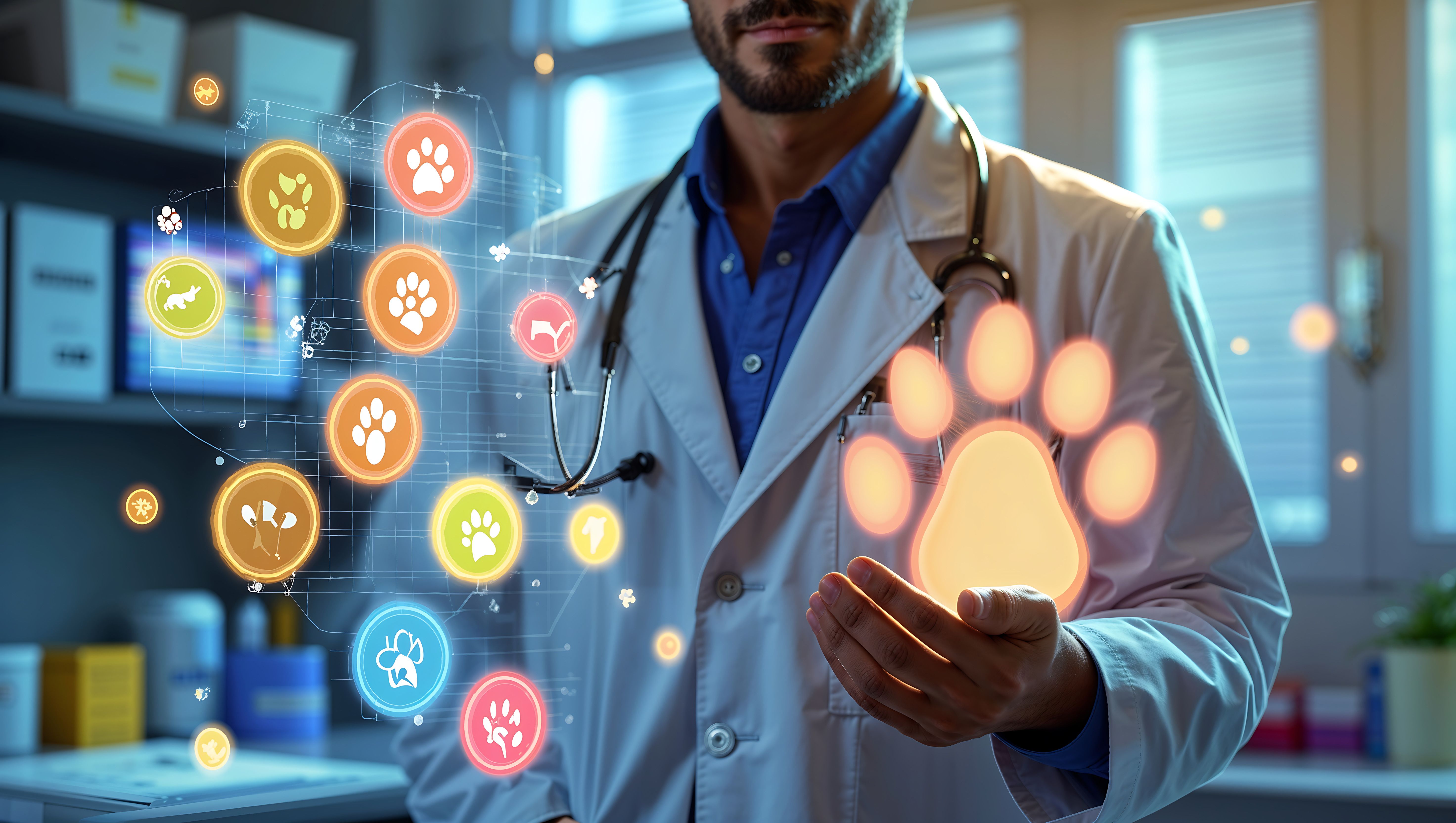 Professional Pet Doctor Utilizing Digital Technology for Animal Diagnosis and Veterinary Services. Generated with AI. | Image Credit: © Your_Demon - stock.adobe.com