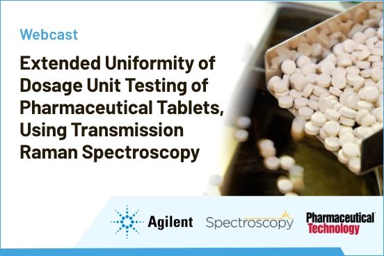 Extended Uniformity of Dosage Unit Testing of Pharmaceutical Tablets, Using Transmission Raman Spectroscopy