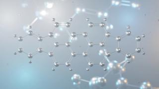 Diindenoperylene molecular structure, 3D model molecule, polycyclic aromatic hydrocarbon structural chemical formula view from a microscope | Image Credit: Сергей Шиманович - stock.adobe.com
