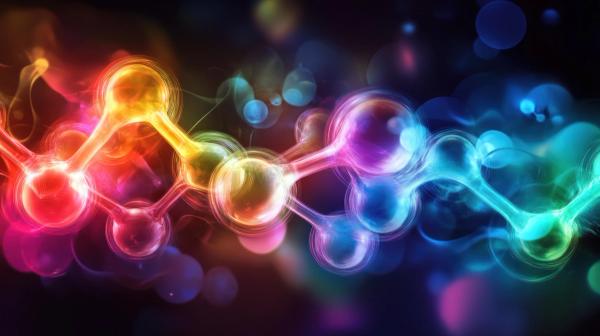 Colorful molecular structure illustration representing scientific concepts and research. Generated with AI. | Image Credit: © gentho - stock.adobe.com.