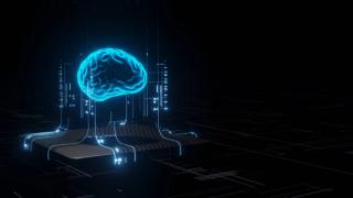 3D rendering of artificial intelligence hardware concept. Glowing blue brain circuit on microchip on computer motherboard. Machine learning background. | Image Credit: © knssr - stock.adobe.com.