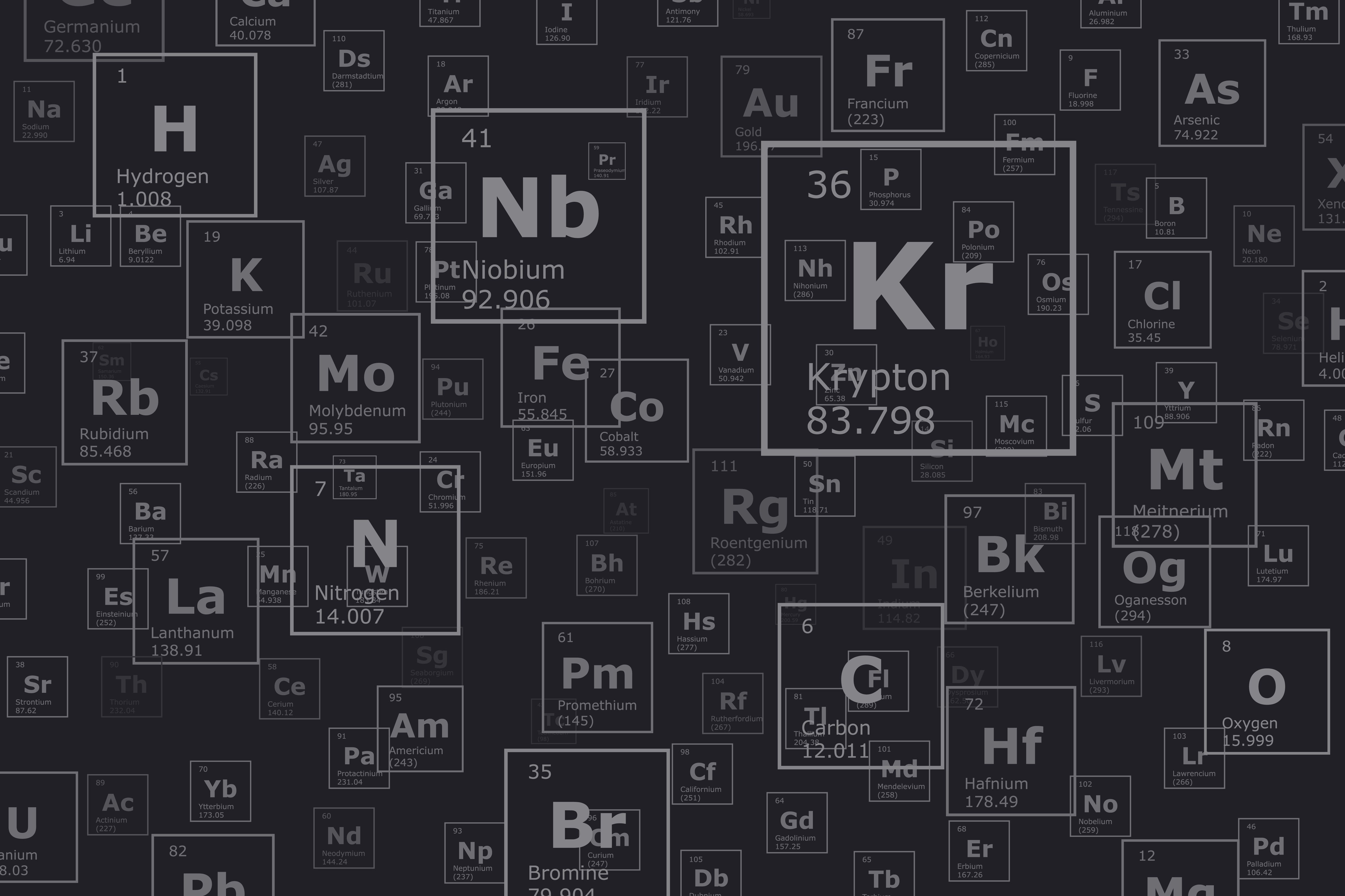 Black background of the chemical elements of the periodic table, atomic number, atomic weight, name and symbol of the element | Image Credit: © Ipajoel - stock.adobe.com.