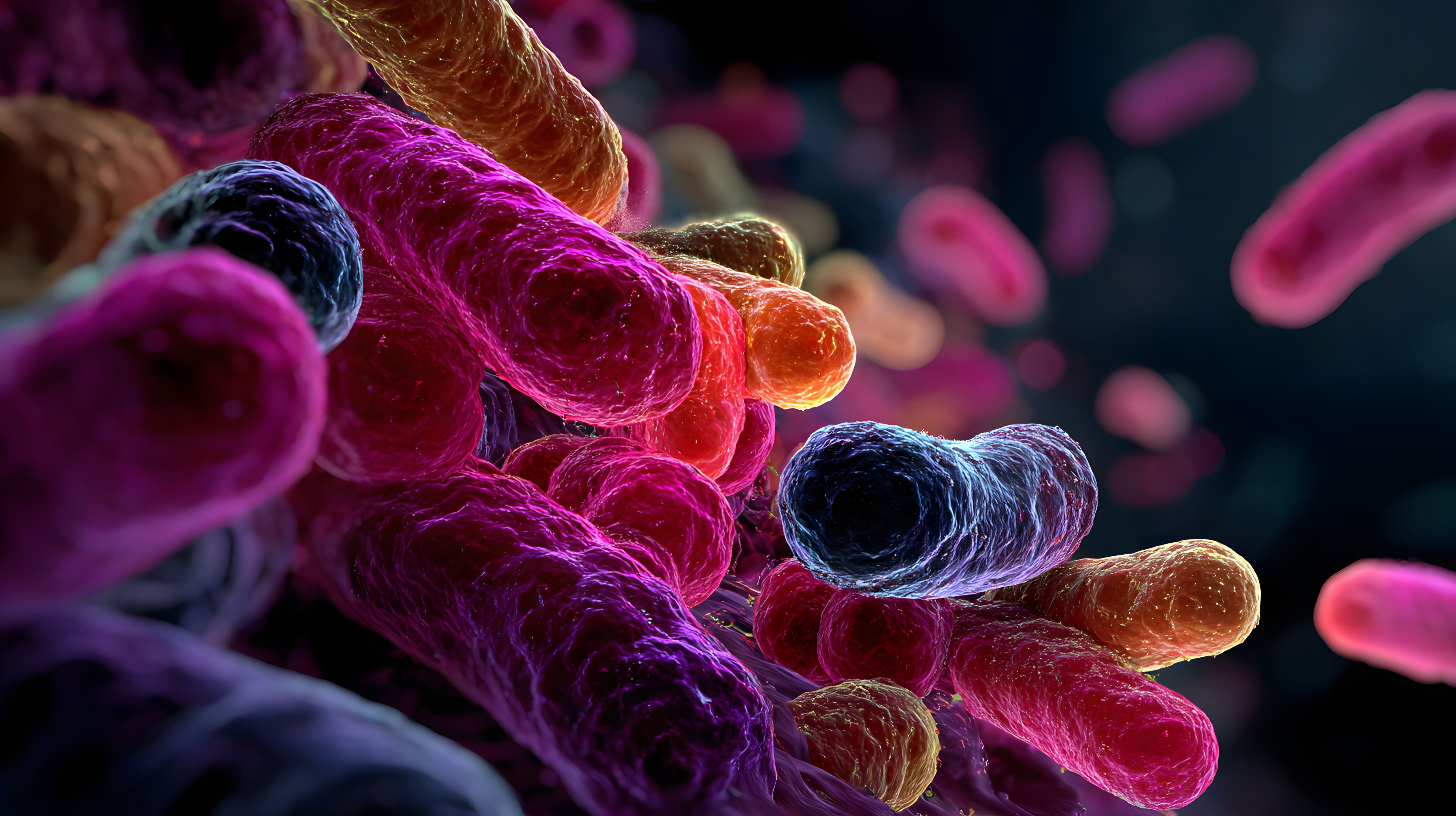 Microscopic of bacteria cells, Lactic acid bacteria. Probiotic bacterium, 3D rendering. Generated with AI. | Image Credit: © john - stock.adobe.com
