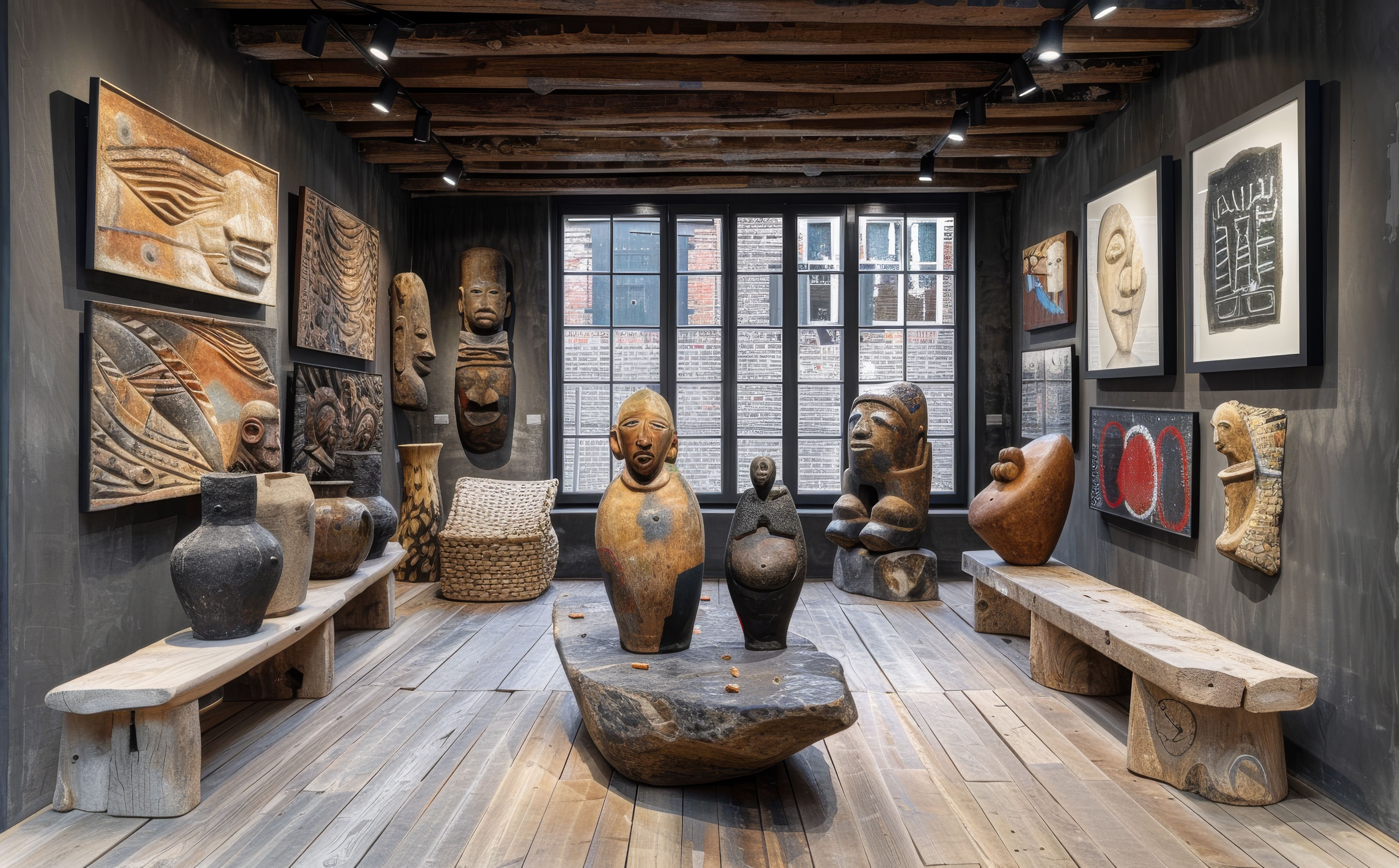 Gallery filled with African art and sculptures. Generated with AI. | Image Credit: © Анна Терелюк - stock.adobe.com