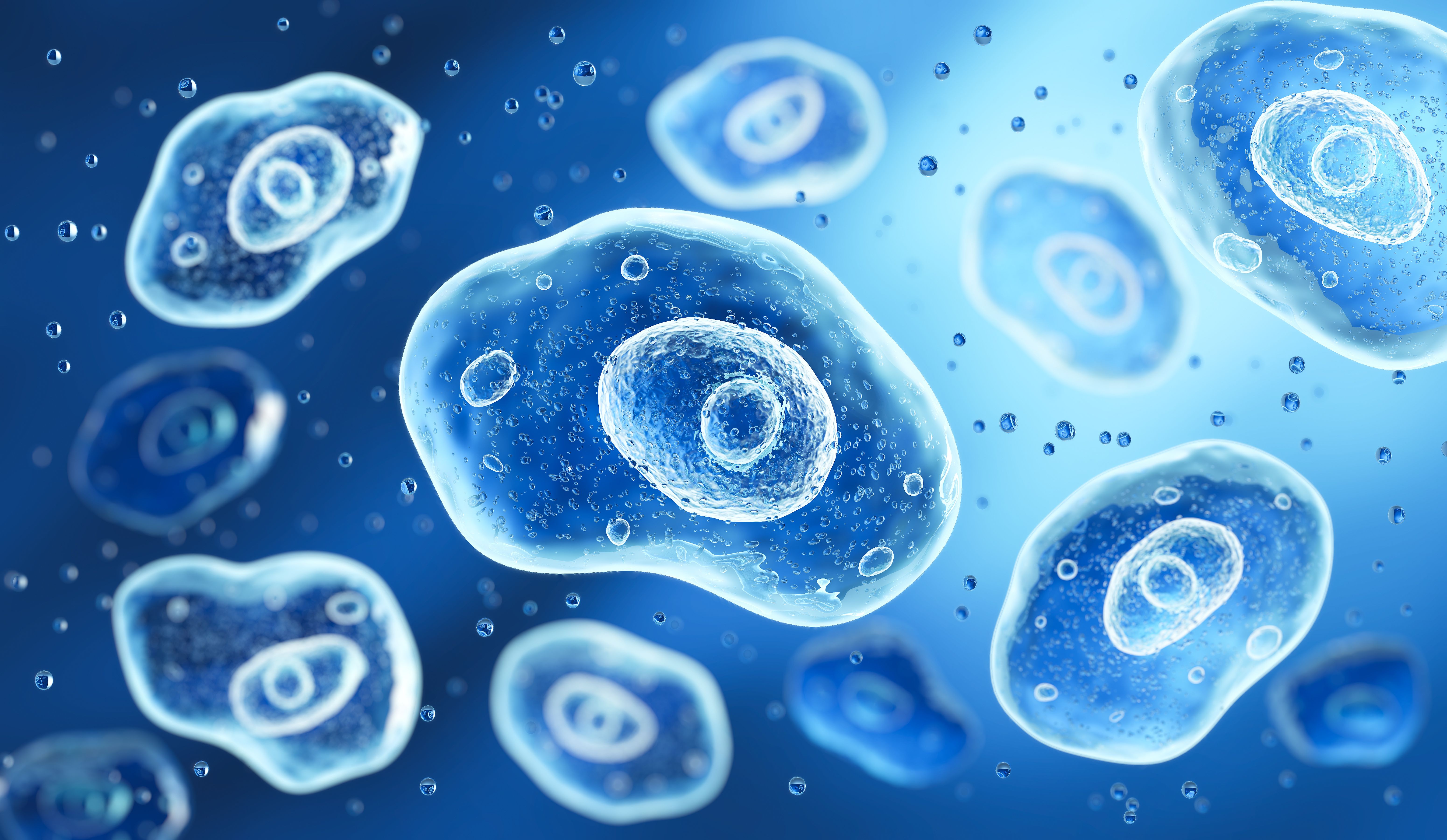 3D illustration of single-cell analysis, stem cells microscope background. | Image Credit: © Anusorn - stock.adobe.com