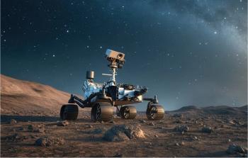 Artist's depiction of SuperCam on Mars rover exploring Martian landscape © SerPak-chronicles-stock.adobe.com