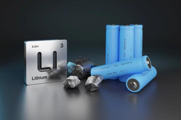 Lithium-ion batteries, metallic lithium, and element symbol. 3D illustration. | Image Credit: © jroballo - stock.adobe.com