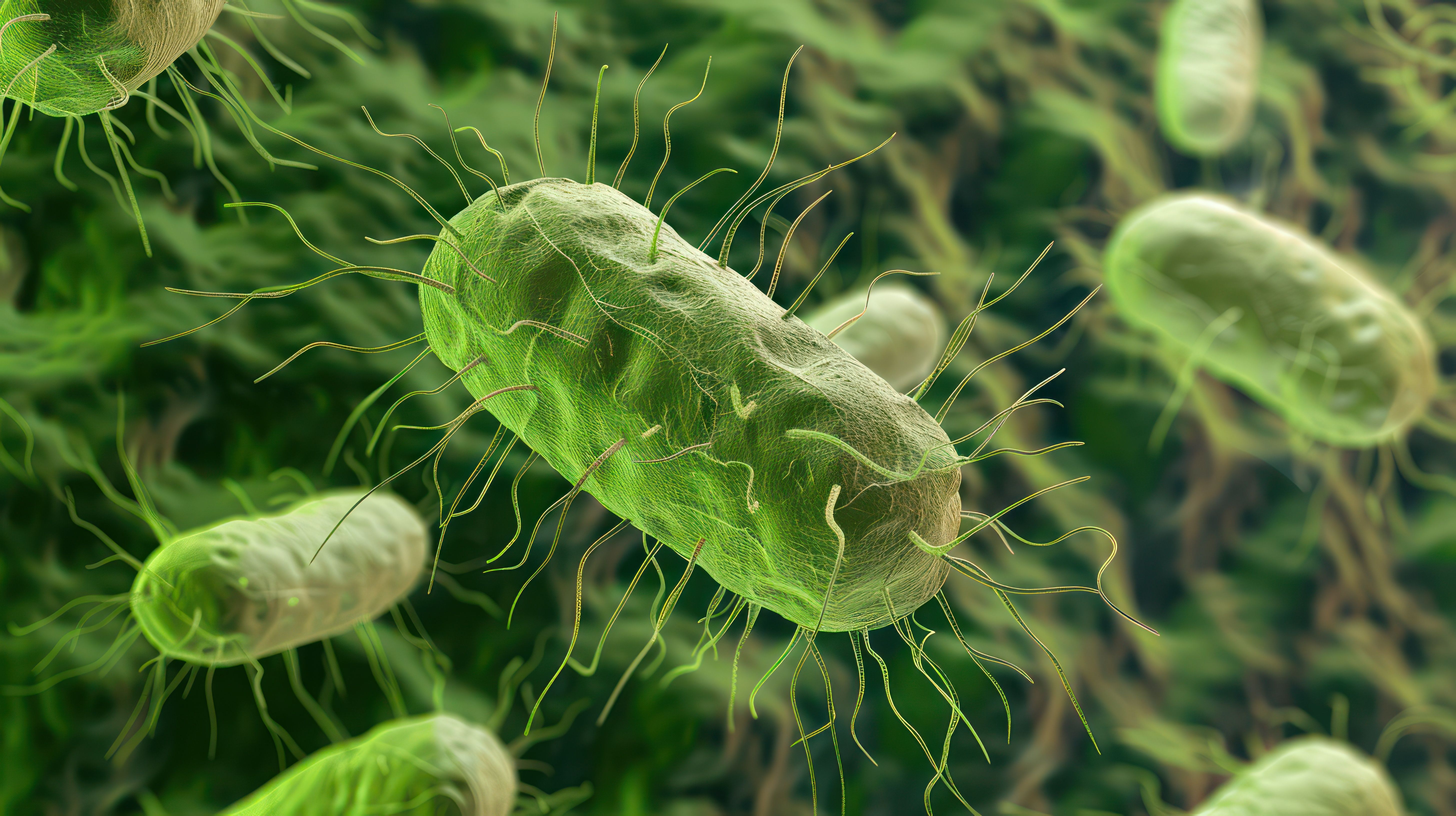 Illustration of lively E. coli bacteria in microbiology. Generated by AI. | Image Credit: © Matthew - stock.adobe.com. 