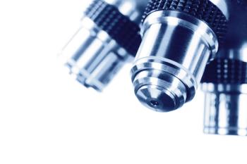 microscope with blue tones