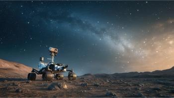 Mars rover exploring rocky Martian landscape under starry night © SerPak-chronicles-stock.adobe.com