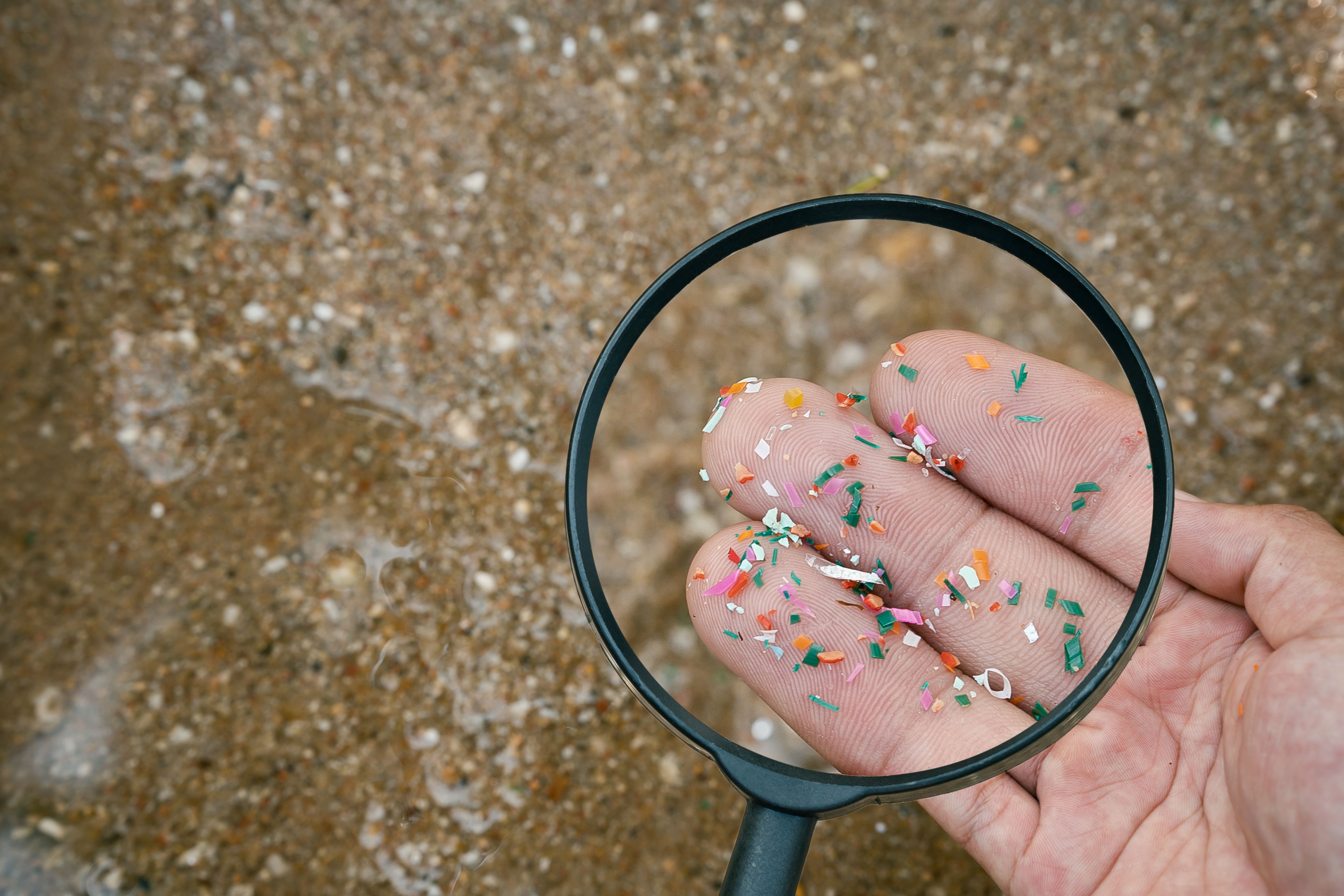 Close up side shot of microplastics lay on people hand. Concept of water pollution and global warming. Climate change idea. Microplastics concept in food and water or sea | Image Credit: © Deemerwha studio - stock.adobe.com