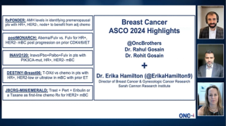 Erika P. Hamilton, MD, and the Oncology Brothers presenting slides