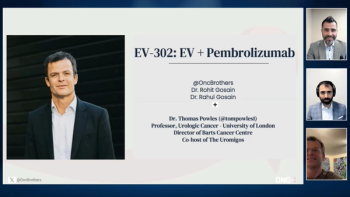 Thomas Powles, MBBS, MRCP, MD, with Rohit Gosain, MD, and Rahul Gosain, MD, presenting slides